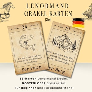 Cartes de l'Oracle Lenormand [2x36] | Cartomancie | Marie Anne Lenormand Combinaisons Interprétation | Antisèche Gratuite | Spiritualité