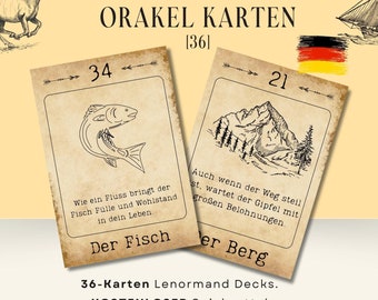 Lenormand Orakelkarten [36] | Kartenlegen | Marie Anne Lenormand Kombinationen Deuten | Kostenloser Spickzettel | Spiritualität