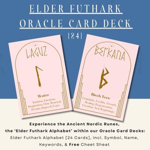 Mystic Runes Oracle Deck | KOSTENLOSE Spickzettel | 24 Altnordische Runen zur Weissagung & Elder Futhark Runen-Set