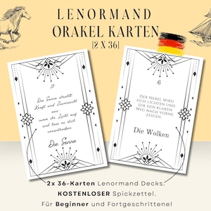 Cartas Oráculo de Lenormand [2x36] | Leitura de Cartas | Combinações de Marie Anne Lenormand | Folha de dicas grátis | Espiritualidade