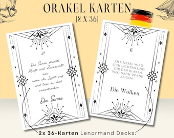 Lenormand Orakelkarten [2x36] | Kartenlegen | Marie Anne Lenormand Kombinationen Deuten | Kostenloser Spickzettel | Spiritualität
