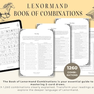 Boek van Lenormand Combinaties | Orakelkaarten Gids | 1.260 2-kaart-trek Combinaties | 35 Combinaties | Cheat Sheets | A5, A4, US