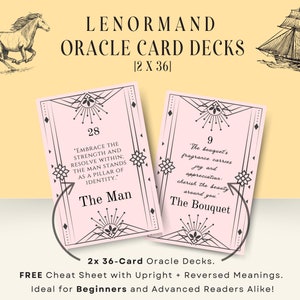 Lenormand Oracle Deck 36 Cartas Imprimíveis | Download Digital | 2 Estilos de Fonte | Ferramenta de Adivinhação | Cartomancia