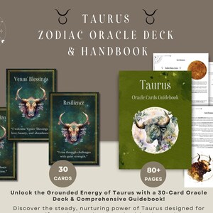 Baralho de Oráculos de Touro, Guia, 5 baralhos personalizados | 30 cartas Manifestação, Rituais e Crescimento | Amor, Riqueza, Astrologia