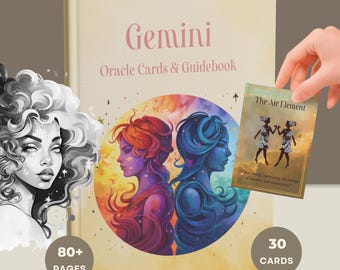 Gemini Oracle Deck & Guidebook | 30 Card Deck for Clarity, Adaptability, Self Discovery | Digital Download