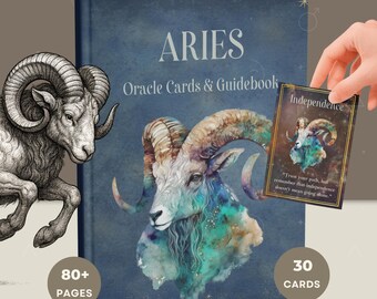 Aries Oracle Cards & Guidebook | 30 Card Deck, Self-Leadership, Courage, Shadow Work [...] | Digital Download