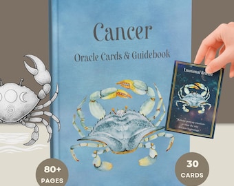 Cancer Oracle Cards & Guidebook | 30 Card Deck, Moon Energy, Emotional Healing | Digital Download