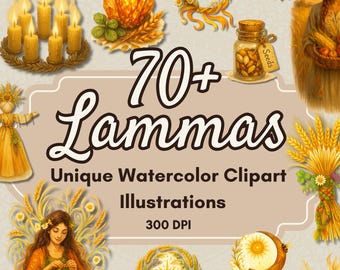 Lammas Clipart: Wiccan Sabbat Art - Lughnasadh Watercolor PNG (Digital Download