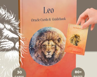 Leo Oracle Cards & Guidebook | 30 Card Deck for Confidence, Creativity, Self-Leadership, | Digital Download