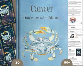Krebs Sternzeichen Orakelkartendeck [30] & Guidebook | Orakelkarten für emotionale Heilung und intuitive Weisheit