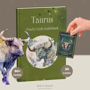 Stier Orakelkarten & Guidebook | 30 Karten Deck, Selbstwert, Fülle, Erdung, Rituale | Digitaler Download