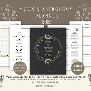 XXL 2025 Mond & Astrologie Kalender, Hexenplaner | Mondkalender | Grimoire Journal | Mondzauber | Vollmondrituale | Planer zum Ausdrucken