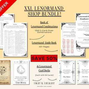 XXL Lenormand-BUNDEL: boek met combinaties (78 st.) + Lenormand-handboek en gids (40 st.) + 4 x 36 Lenormand-orakelkaarten - OPSLAAN