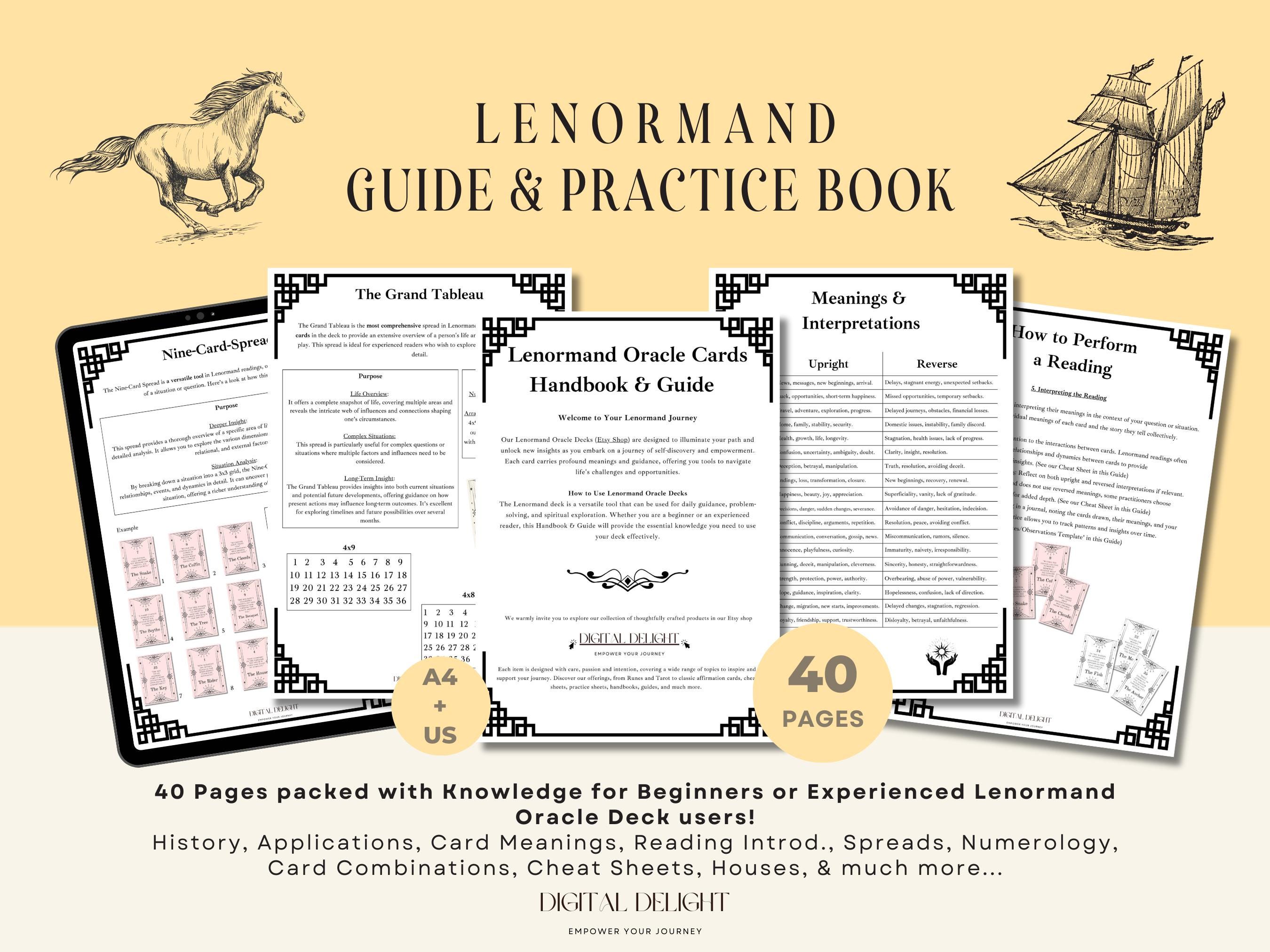 Lenormand Oracle Card Guidebook: Meanings, Spreads, Numerology (Digital Download)