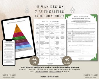 Human Design Authorities Guide: Cheat Sheets & Worksheets (A4 + US) (Digital Download)