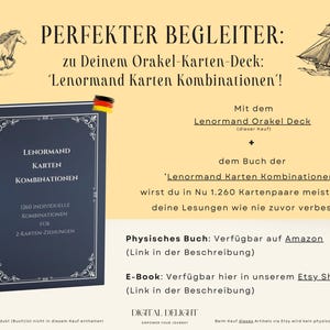 Lenormand Karten Kombinationen Buch als Ergänzung zum Karten-Deck. Beherrsche 1.260 Kombinationen und hebe deine Lesungen auf ein neues Niveau. Als E-Book auf Etsy oder als physisches Buch auf Amazon erhältlich!