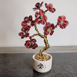 Aluminum wire tree, path of life, natural stone, bonsai, wire tree, unique gift, personalized gift