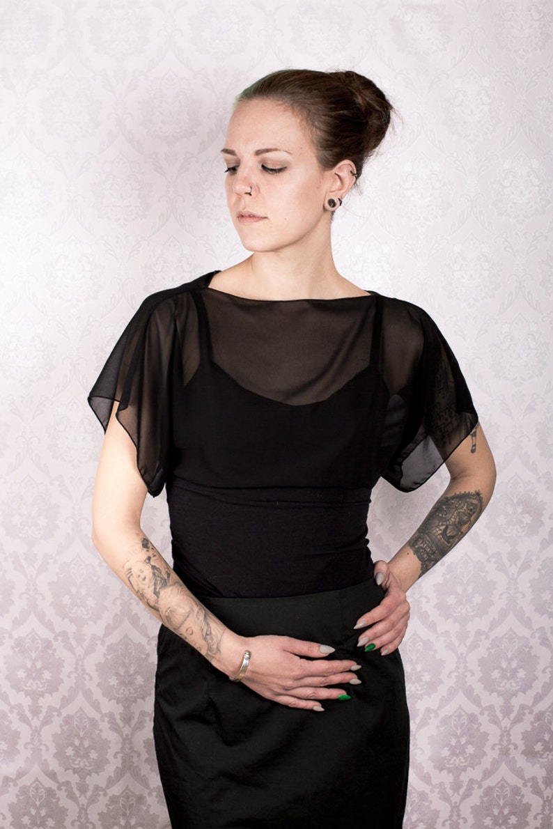 Black chiffon Twist Back Top