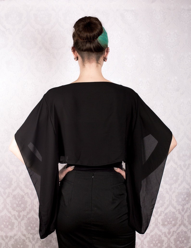 black chiffon sleeves