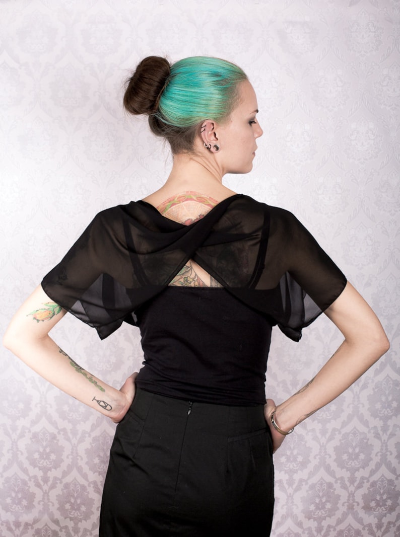 Black chiffon Twist Back Top