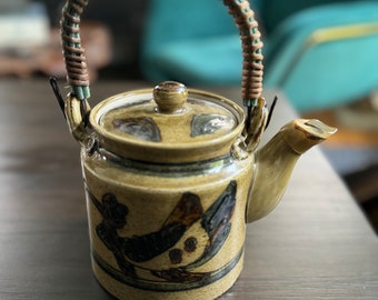 Vintage Otagiri Mid-Century Handmade Pottery Tea Kettle