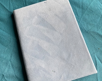 A6:  Softcover - Light Blue Suede coloured Italian leather bound A6 sized notebook - 50 lined sheets