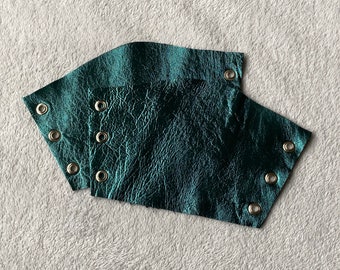 Sm Pair - Soft Metallic Teal coloured Goatskin Leather Bracers (sold with lacing)