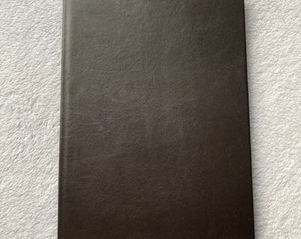 A4:  Hardcover Very Dark Chocolate Brown coloured Italian genuine Lambskin leather bound A4 sized notebook