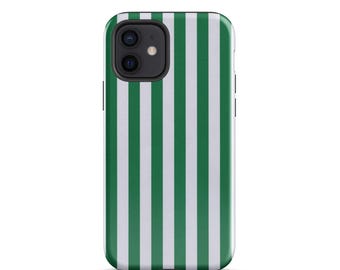 Etui na telefon Green Stripes, minimalistyczne etui, dwuwarstwowa ochrona