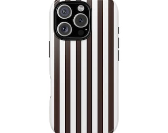 HENRI Brown and White Striped Bendel Inspired Protective Phone