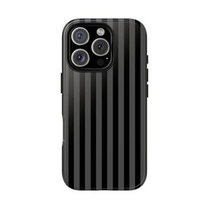 Grey and Black Striped Phone Case | Stripe Minimalistic Phone Cover | For iPhone 17 16 15 14 13 12 11 | S25 S24 S23 S22 S21 | Google Pixel