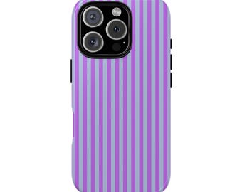 Striped Purple Phone Case, Purple & Blue Minimalist Cover, iPhone 16 15 14 13 12, Samsung Galaxy S25 S24 S23 S22 S21, Google Pixel 9 8 7
