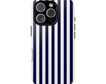 Blue and White Stripe Phone Case, Minimalist Striped Phone Cover, iPhone 17 16 15 14 13, Samsung Galaxy, Google Pixel
