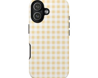 Yellow Checker Phone Case, Retro Checkered Aesthetic Cover