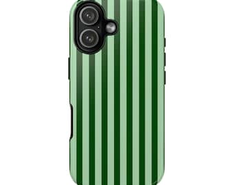 Etui na telefon w zielone paski | Wytrzymałe etui w paski | iPhone 16 15 14 13 12 11 | Minimalistyczny | S25 S24 S23 S22 | Google Pixel