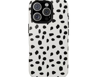 Dalmatian Dots Phone Case | Drift Polka Dot | Cover for iPhone 16 15 14 13 SE Max Pro - Samsung Galaxy S25 - Google Pixel 9 | Light Grey