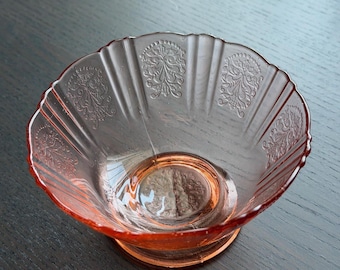 MacBeth Evans American Sweetheart Pink Footed Vintage Depression Glass Low Sherbet, Desert Bowl