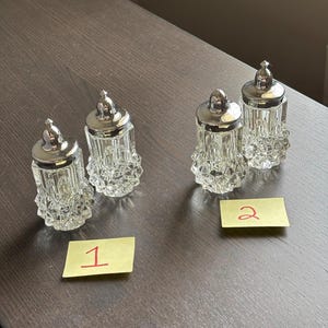 Indiana Glass Vintage Glassware Diamond Point Salt and Pepper Shakers - Choice of sets