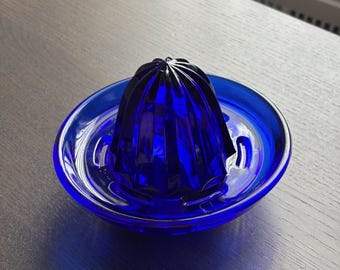 Vintage Cobalt Blue Glass Citrus Juice Reamer