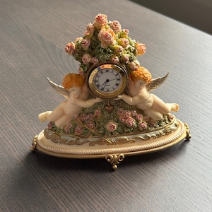 Vintage Judith Winslow Ceramic Cherub Clock: Limited Edition Quartz Timepiece