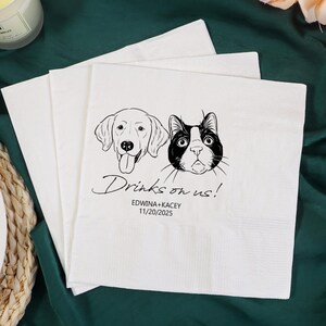 Tovaglioli personalizzati per animali domestici con foto e nome - Tovaglioli personalizzati per cani, gatti, matrimoni, compleanni e cocktail - Regalo commemorativo per animali domestici
