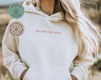 Statement hoodie BIO, hoodie with back print, mindful street fashion