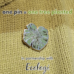 Monstera - Enamel Brooch - Hand-painted - Plant a tree!