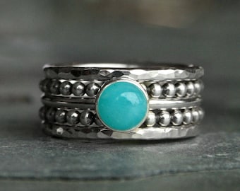 Gemstone Stacking Ring Set, Five Sterling Silver Rings, Choose Your Stone