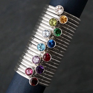 Faceted Gemstone Sterling Silver Stacking Ring - Choose Your 4mm Stone