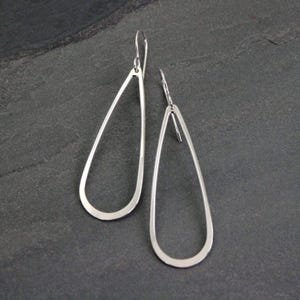 Teardrop Earrings - Sterling Silver Minimalist Dangle Earrings - Sterling Silver French Ear Wires - Modern Clean Line Silver
