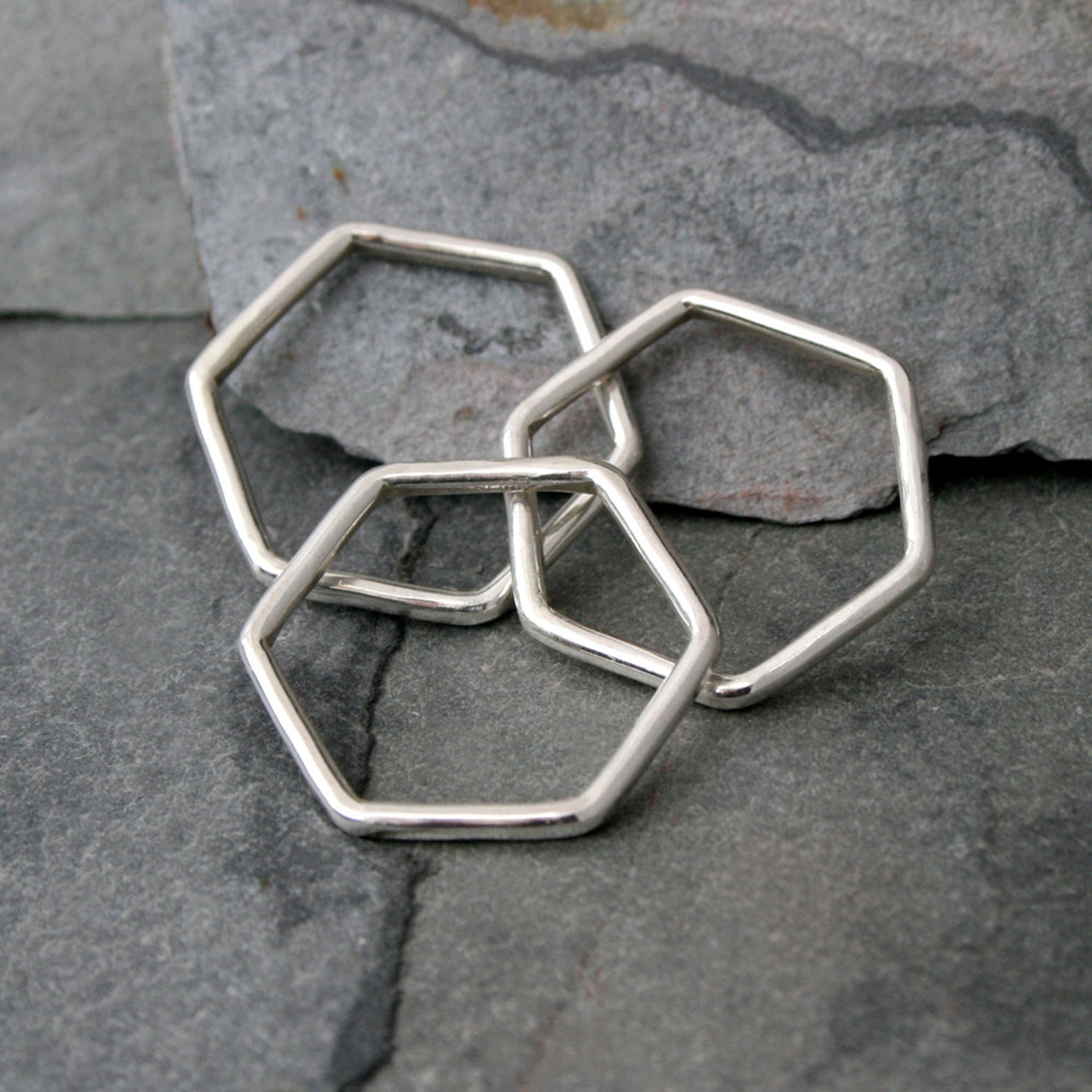 Geometric Stacking Rings Set of 3 Solid Sterling Silver | Etsy