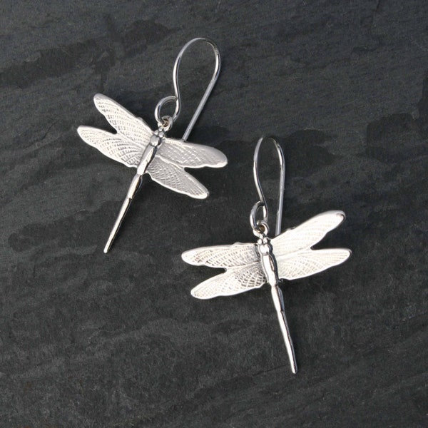 Dragonfly Sterling Silver Earrings, Bontanical Garden Fairy Earrings, Gardener Gift