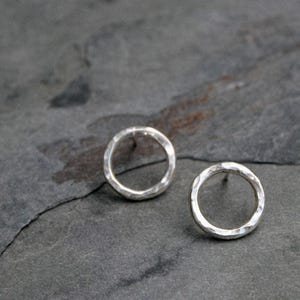 Open Circle Earrings, Sterling Silver Post Earrings Studs, Minimalist Circular Peekaboo Dainty Stud Earrings
