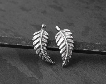 Sterling Silver Leaf Stud Earrings: Botanical Design